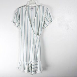CABI Boardwalk True Wrap Flutter Sleeves Striped Casual Dress #6591 Size Medium